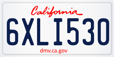 CA license plate 6XLI530