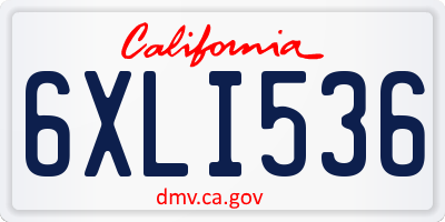 CA license plate 6XLI536