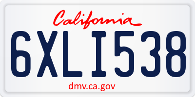 CA license plate 6XLI538