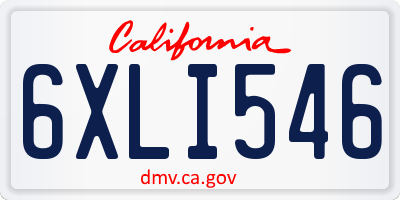 CA license plate 6XLI546