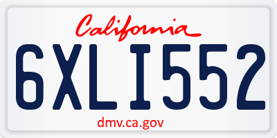 CA license plate 6XLI552