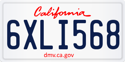 CA license plate 6XLI568