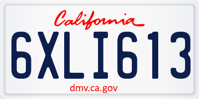 CA license plate 6XLI613