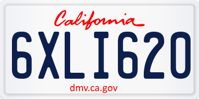 CA license plate 6XLI620