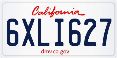 CA license plate 6XLI627