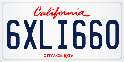 CA license plate 6XLI660