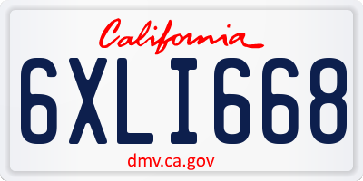 CA license plate 6XLI668
