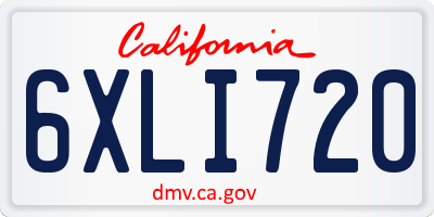 CA license plate 6XLI720