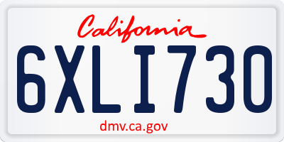 CA license plate 6XLI730