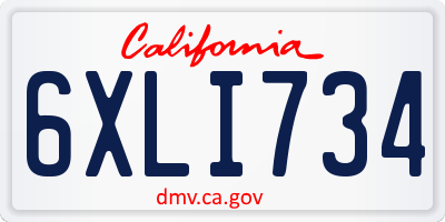 CA license plate 6XLI734
