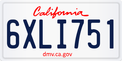 CA license plate 6XLI751