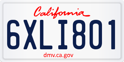 CA license plate 6XLI801