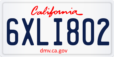 CA license plate 6XLI802