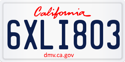 CA license plate 6XLI803