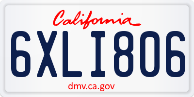 CA license plate 6XLI806