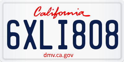 CA license plate 6XLI808