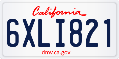 CA license plate 6XLI821