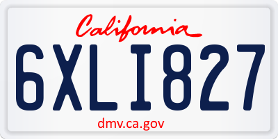 CA license plate 6XLI827
