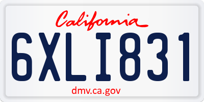 CA license plate 6XLI831