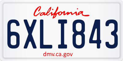 CA license plate 6XLI843