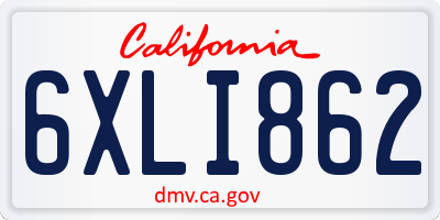 CA license plate 6XLI862