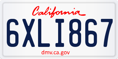 CA license plate 6XLI867