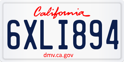 CA license plate 6XLI894