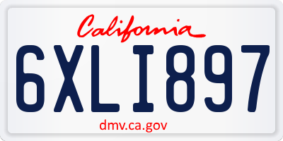 CA license plate 6XLI897