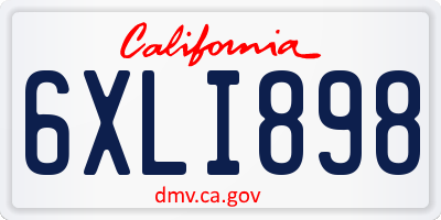 CA license plate 6XLI898
