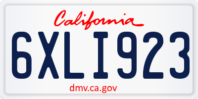 CA license plate 6XLI923