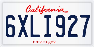 CA license plate 6XLI927