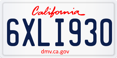CA license plate 6XLI930