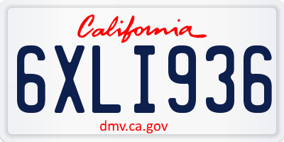CA license plate 6XLI936