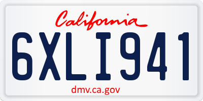 CA license plate 6XLI941