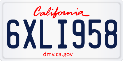 CA license plate 6XLI958
