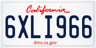 CA license plate 6XLI966