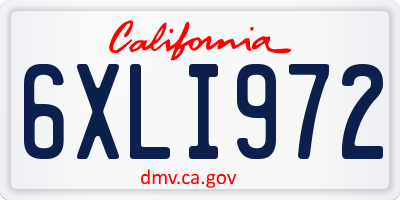 CA license plate 6XLI972