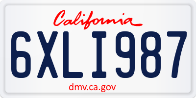 CA license plate 6XLI987