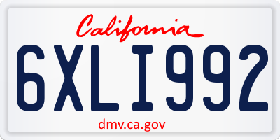 CA license plate 6XLI992