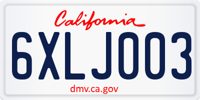 CA license plate 6XLJ003