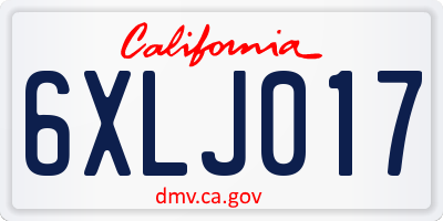 CA license plate 6XLJ017