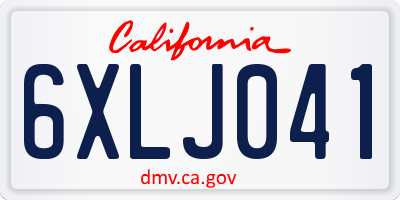 CA license plate 6XLJ041