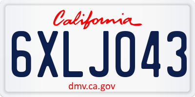 CA license plate 6XLJ043