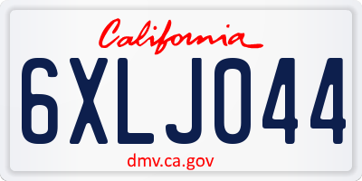CA license plate 6XLJ044