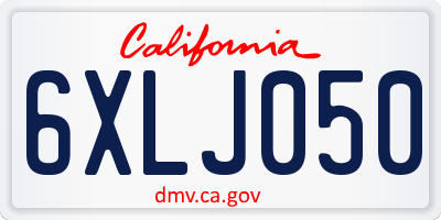 CA license plate 6XLJ050