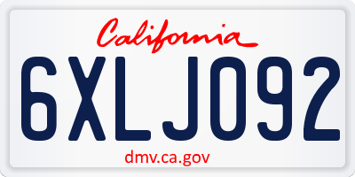 CA license plate 6XLJ092
