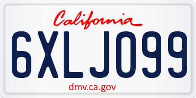 CA license plate 6XLJ099