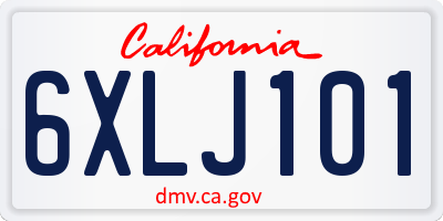 CA license plate 6XLJ101