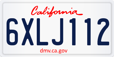 CA license plate 6XLJ112