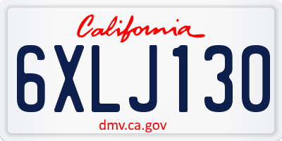 CA license plate 6XLJ130